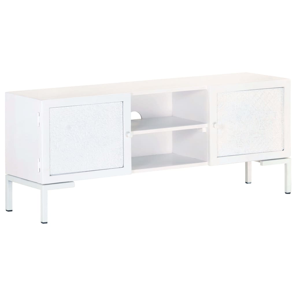 Comodă TV, alb, 115x30x46 cm, lemn masiv de mango