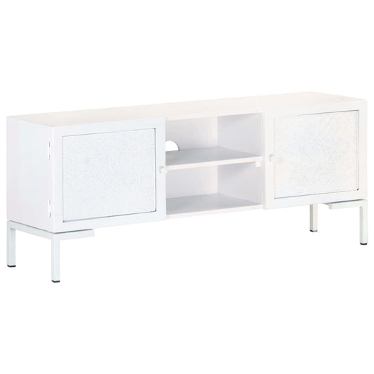 Comodă TV, alb, 115x30x46 cm, lemn masiv de mango