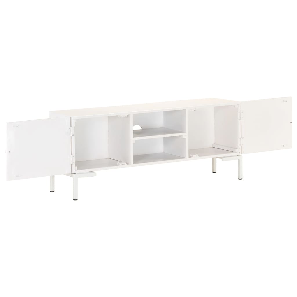 Comodă TV, alb, 115x30x46 cm, lemn masiv de mango