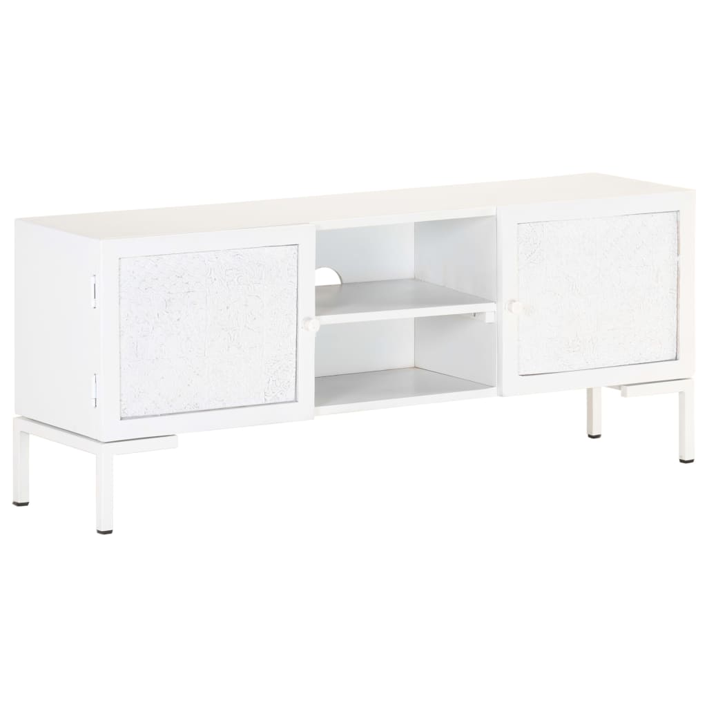 Comodă TV, alb, 115x30x46 cm, lemn masiv de mango