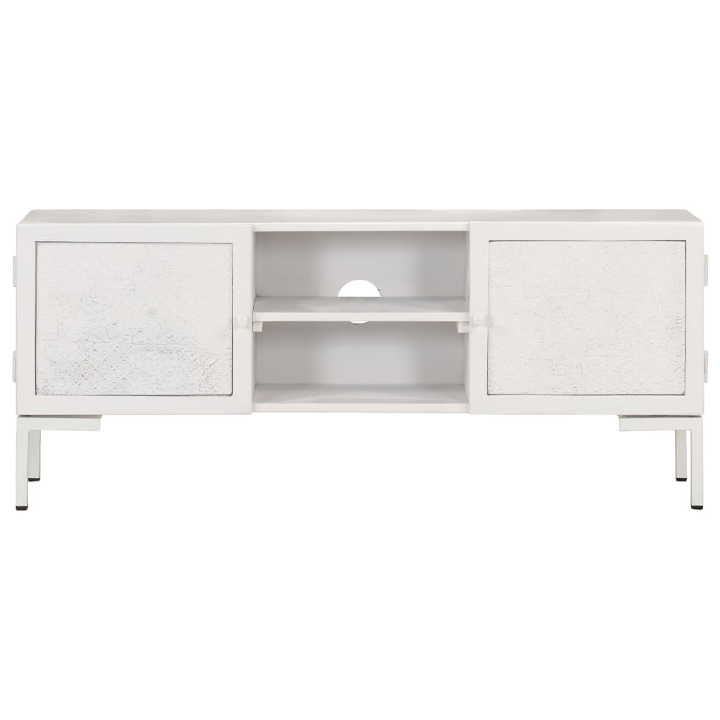 Comodă TV, alb, 115x30x46 cm, lemn masiv de mango