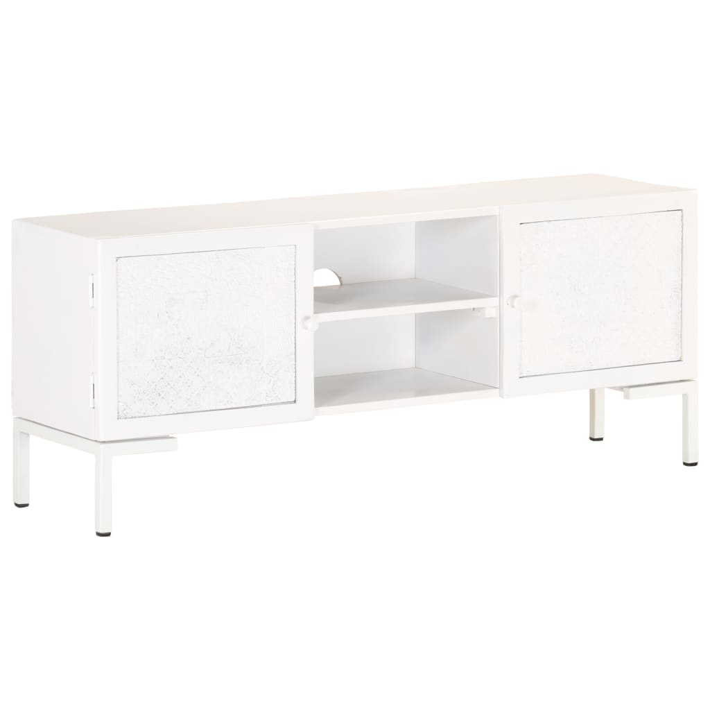 Comodă TV, alb, 115x30x46 cm, lemn masiv de mango