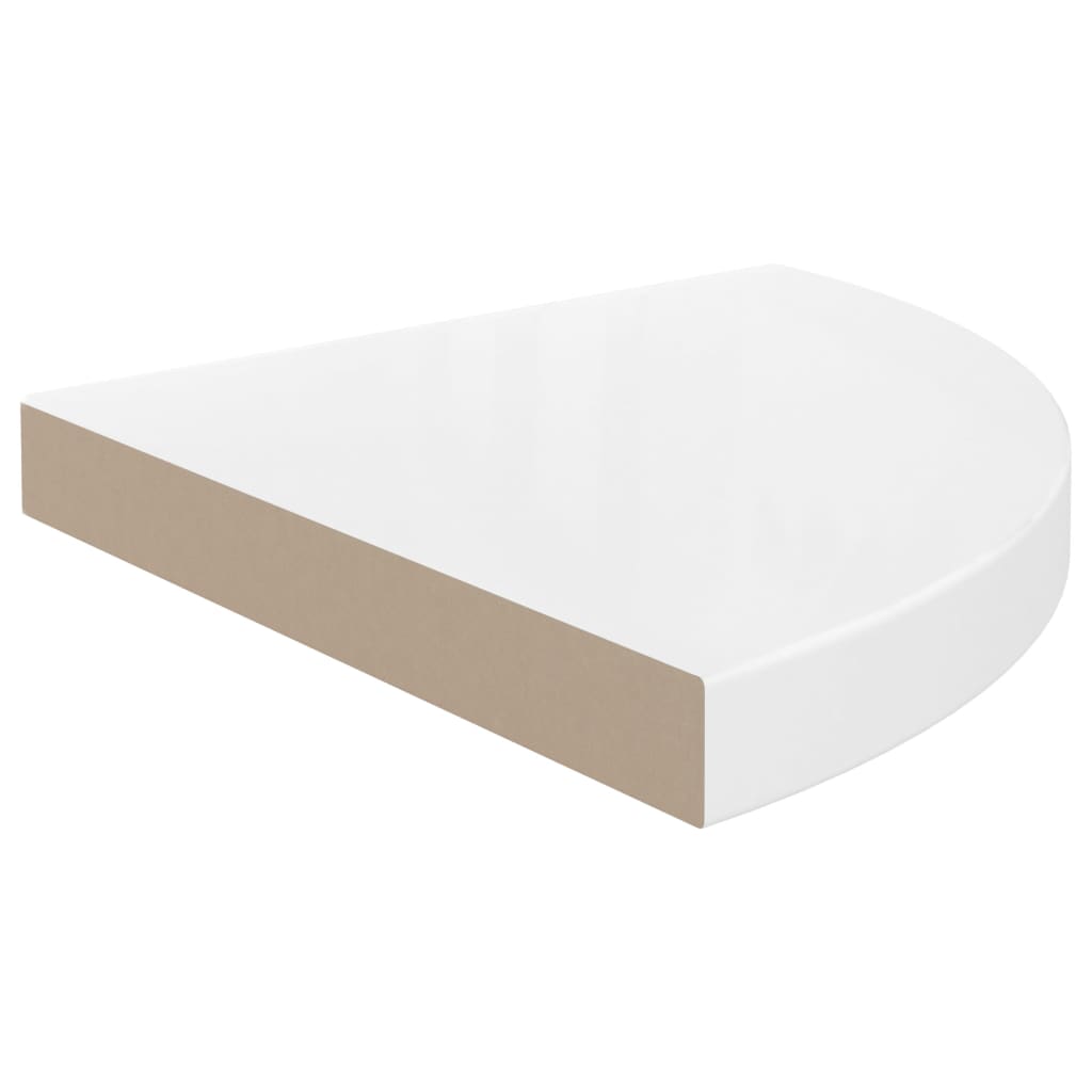 Colțare suspendate, 4 buc., alb extralucios, 35x35x3,8 cm, MDF