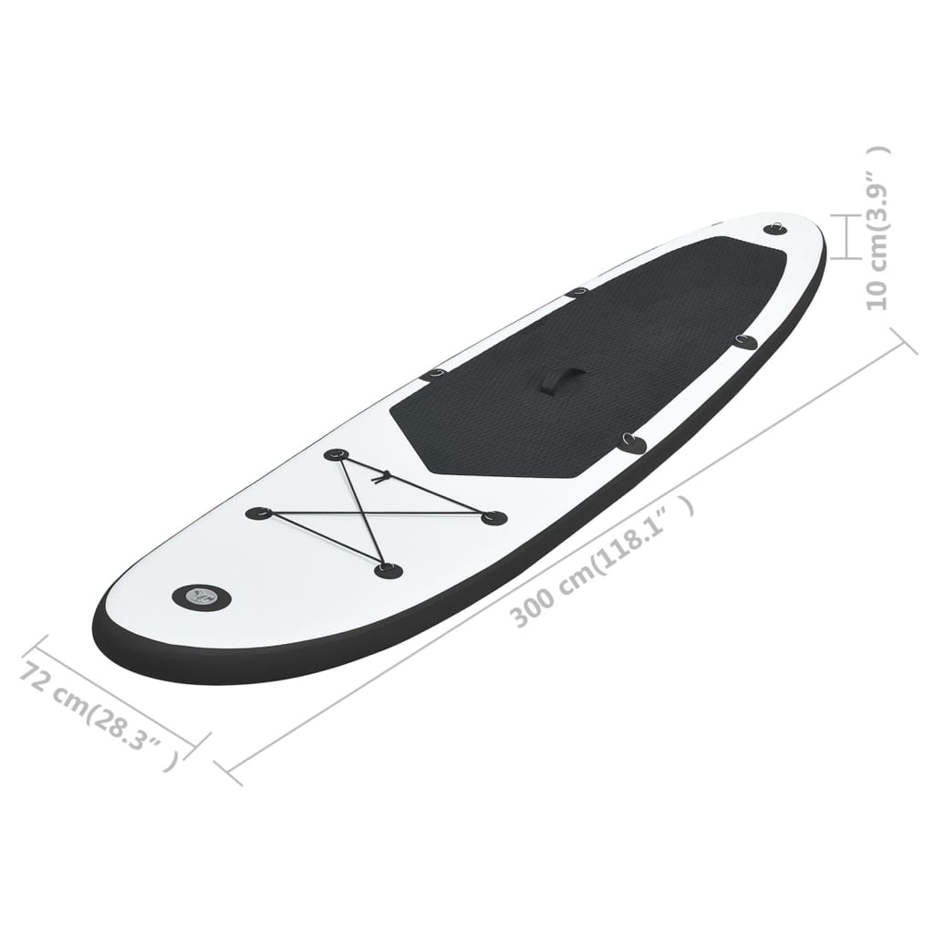 Black and white inflatable SUP board set