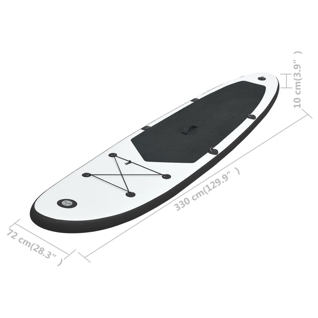 Black and white inflatable SUP board set