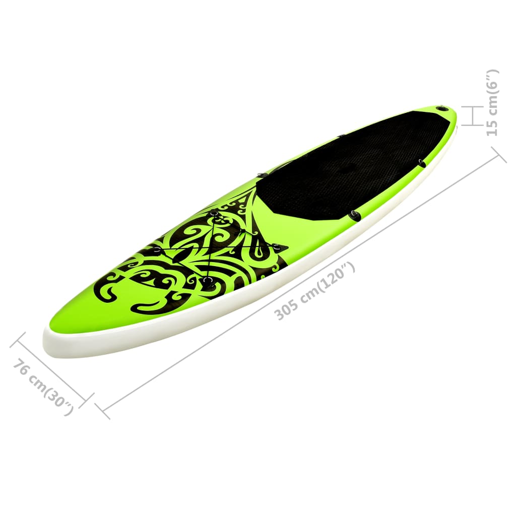 Inflatable SUP board set, green, 305x76x15 cm