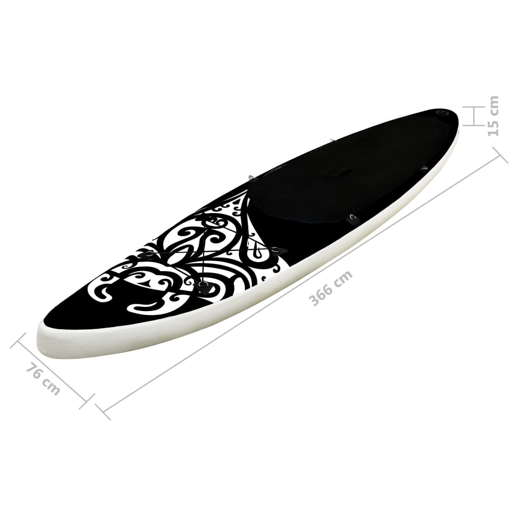 Inflatable SUP board set, black, 366x76x15 cm