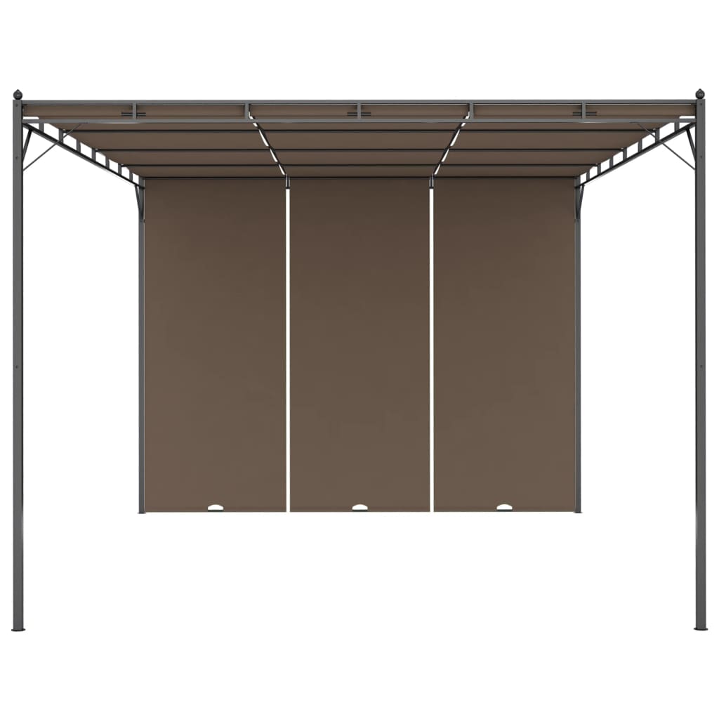 Pavilion de grădină cu perdea laterală, gri taupe, 4x3x2,25 m
