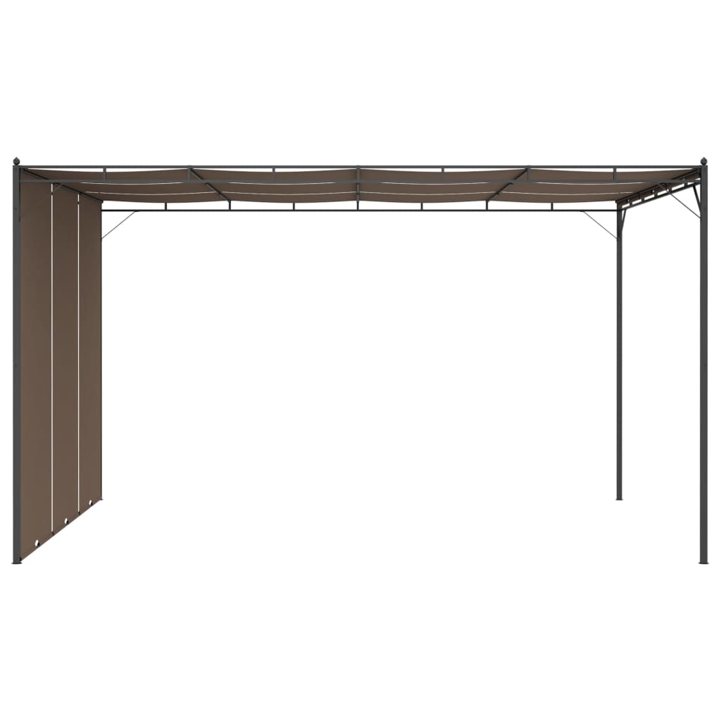 Pavilion de grădină cu perdea laterală, gri taupe, 4x3x2,25 m