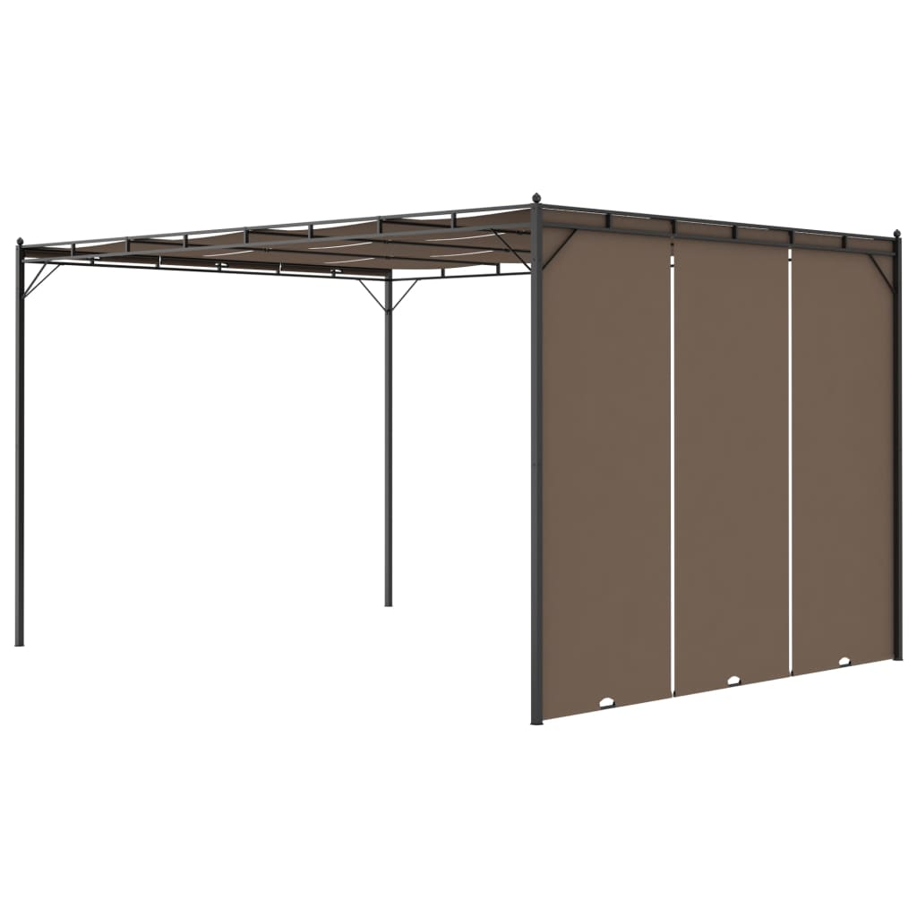Pavilion de grădină cu perdea laterală, gri taupe, 4x3x2,25 m