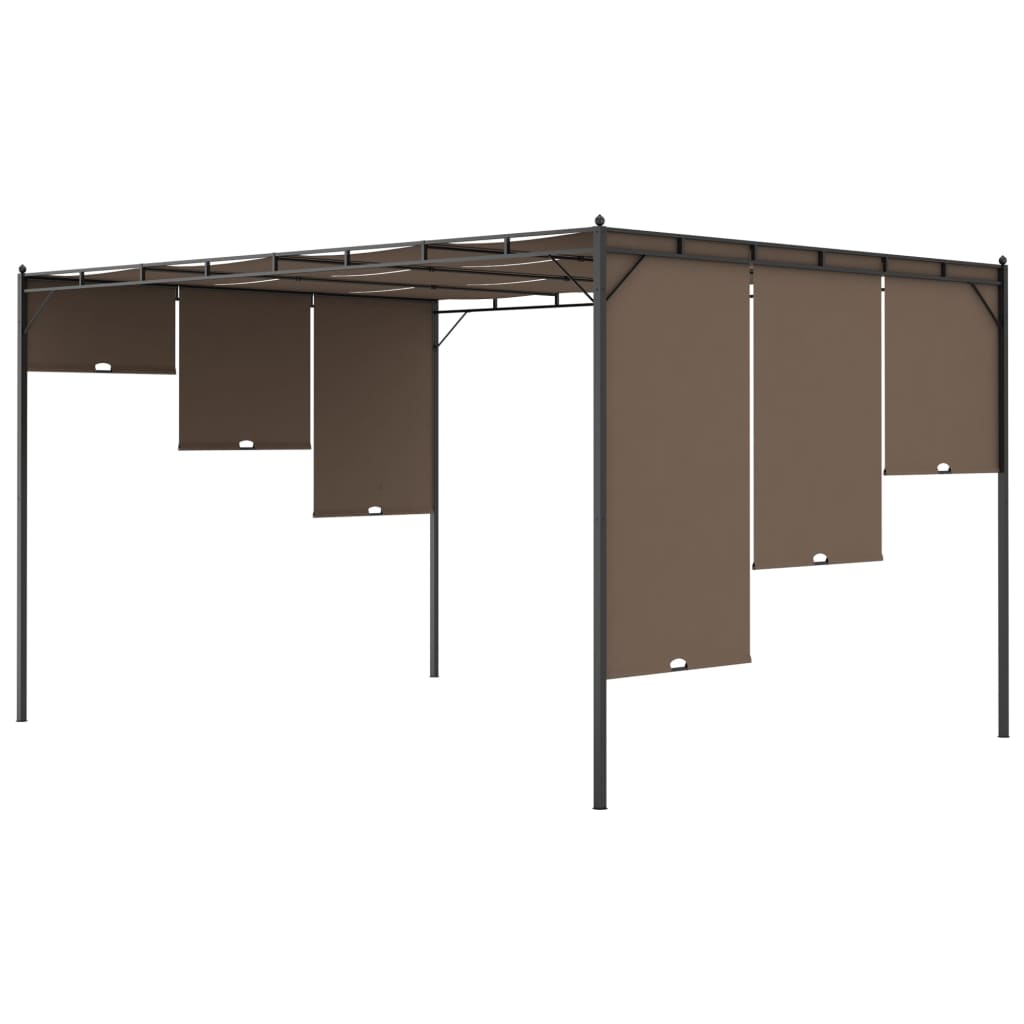 Pavilion de grădină cu perdea laterală, gri taupe, 4x3x2,25 m