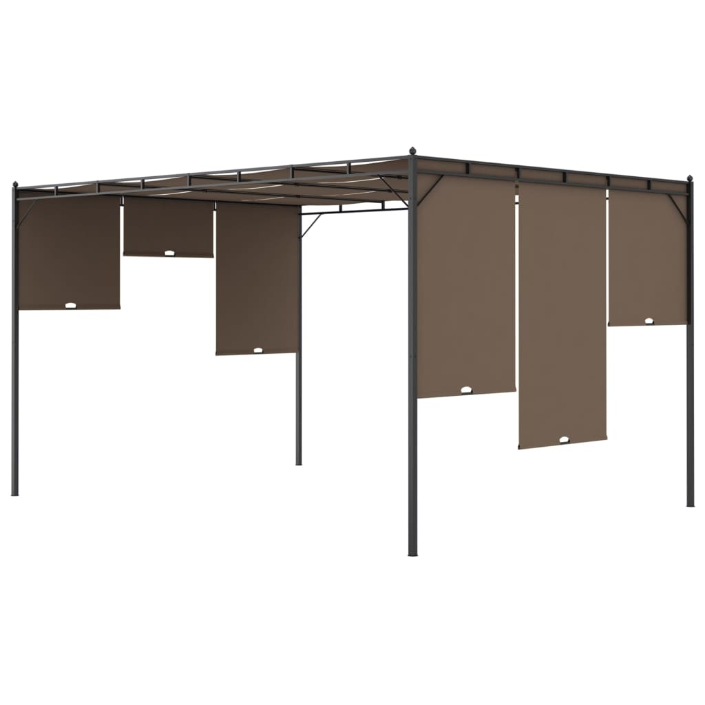 Pavilion de grădină cu perdea laterală, gri taupe, 4x3x2,25 m