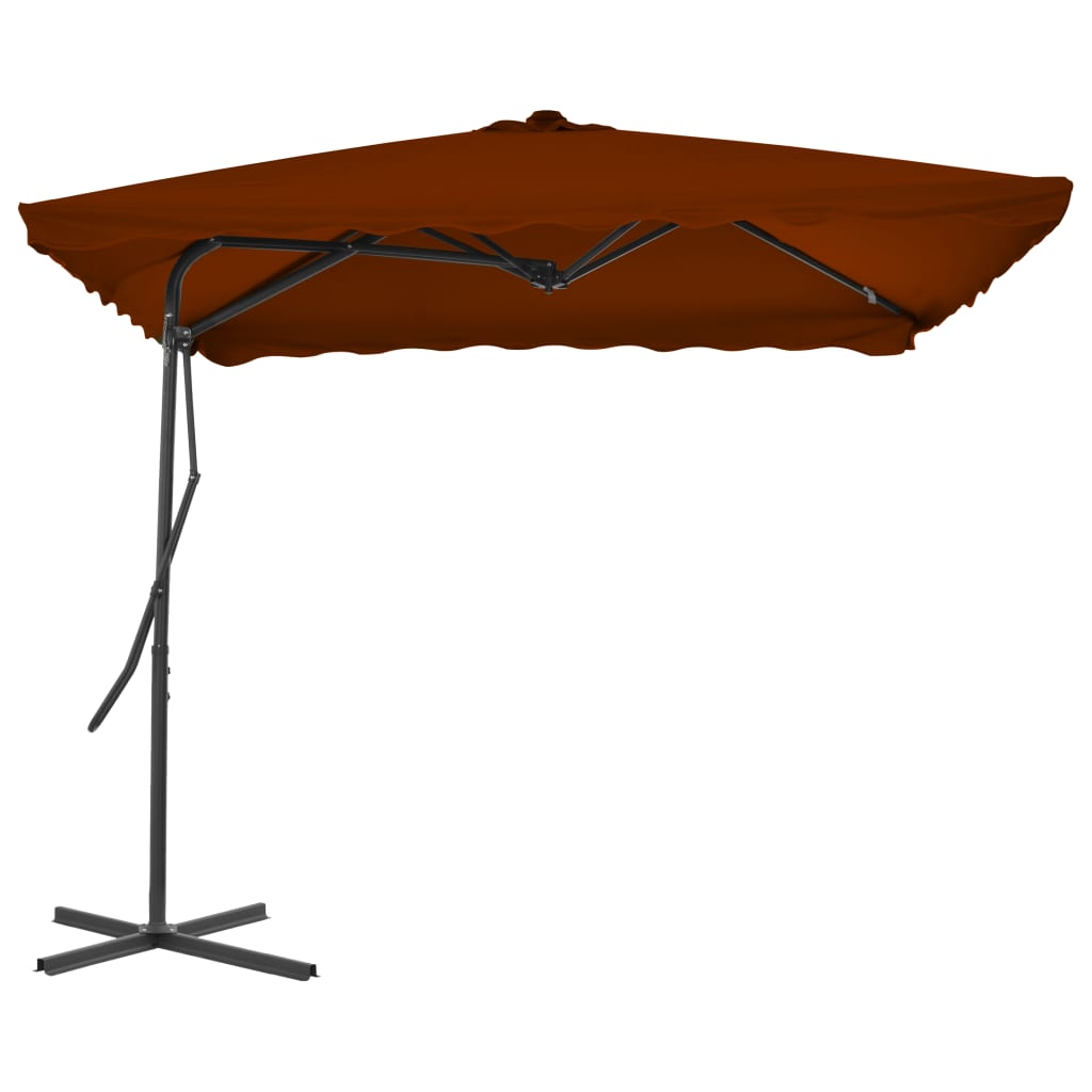 Umbrelă de grădină, stâlp din oțel, cărămiziu, 250x250x230 cm