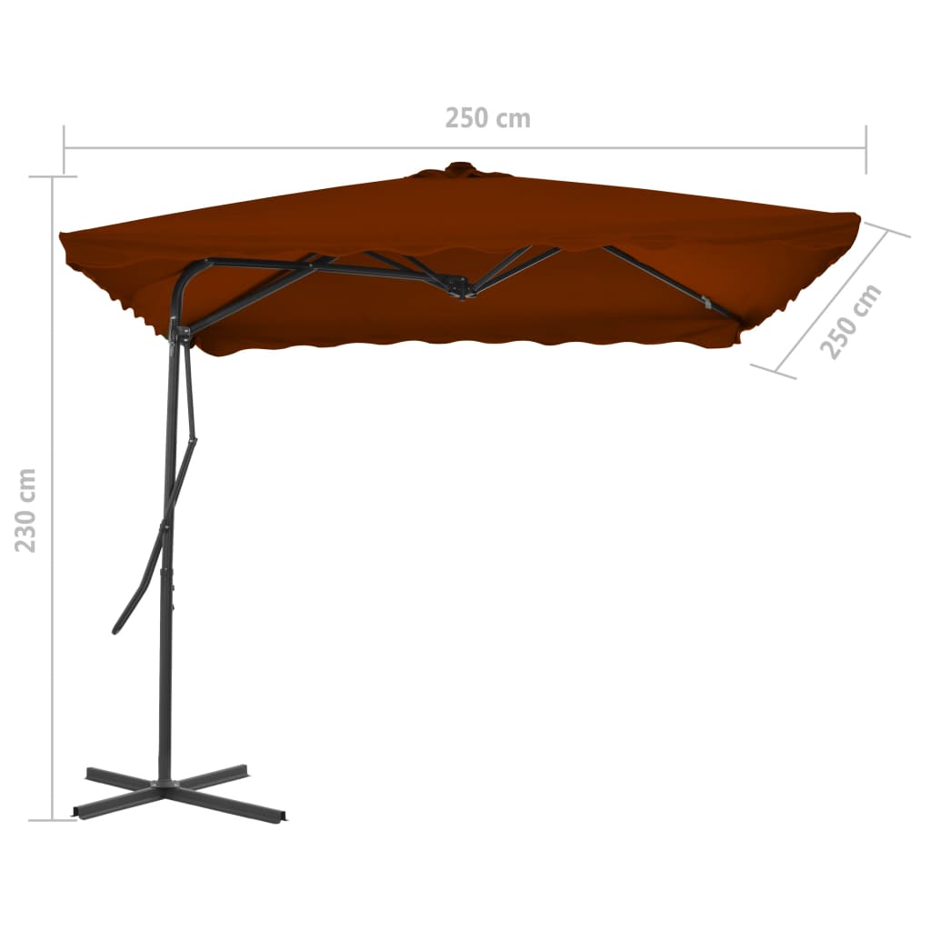 Umbrelă de grădină, stâlp din oțel, cărămiziu, 250x250x230 cm