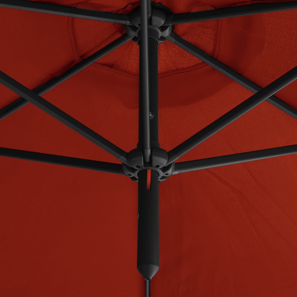 Umbrelă de soare dublă, stâlp din oțel, cărămiziu, 600 cm