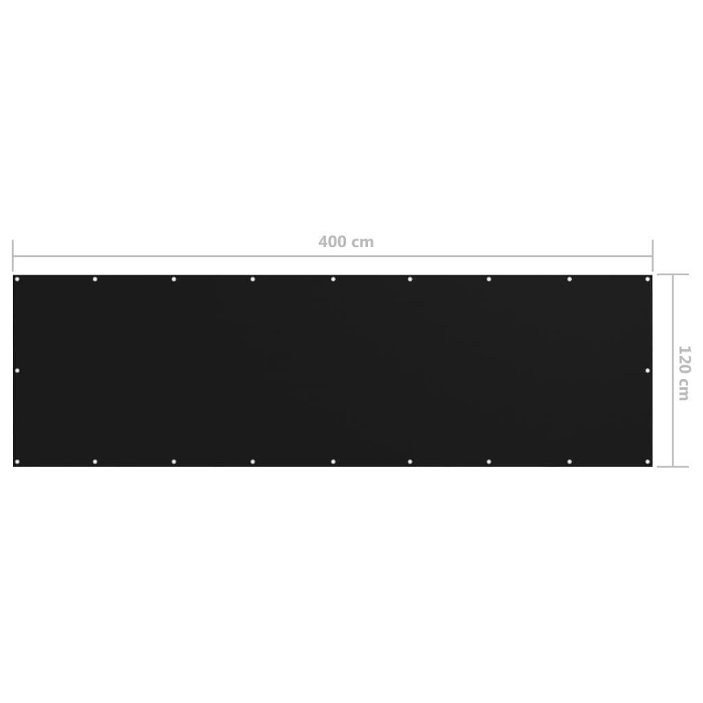 Paravan de balcon, negru, 120x400 cm, țesătură oxford