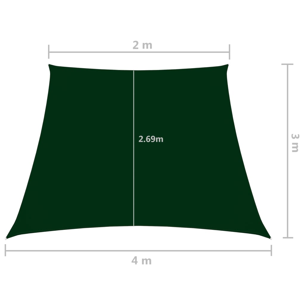 Parasolar, verde închis, 2/4x3 m, țesătură oxford, trapez