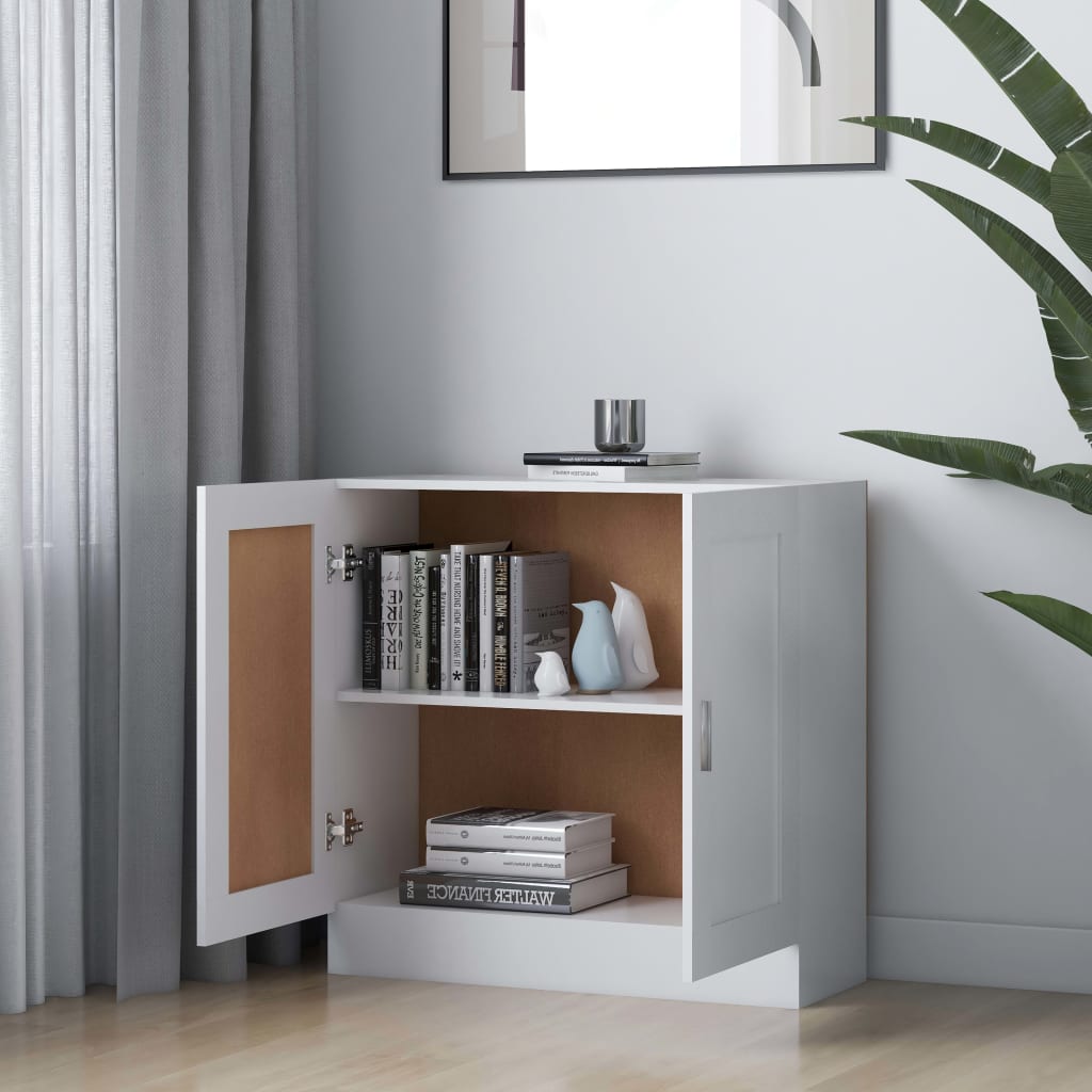 Bibliotecă, alb, 82,5x30,5x80 cm, lemn prelucrat