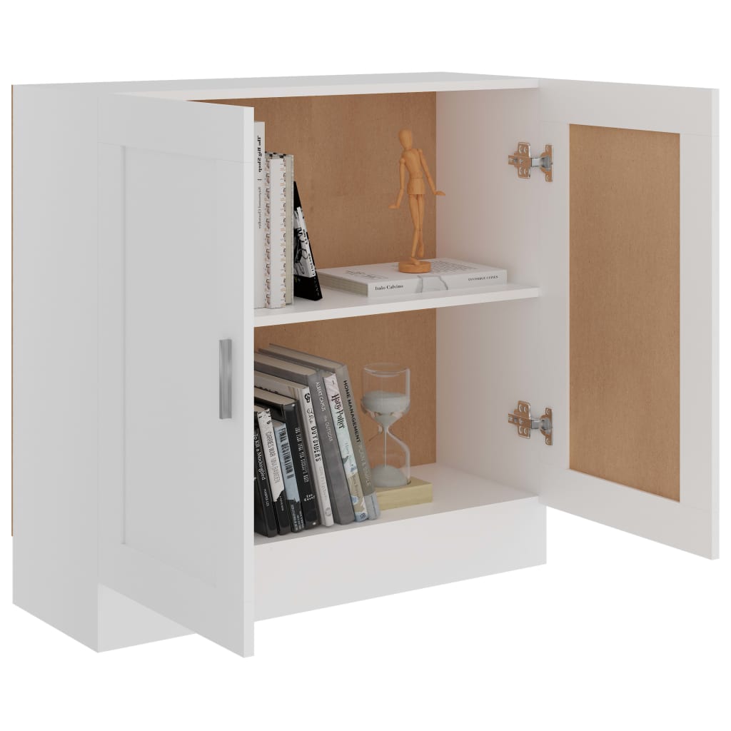 Bibliotecă, alb, 82,5x30,5x80 cm, lemn prelucrat