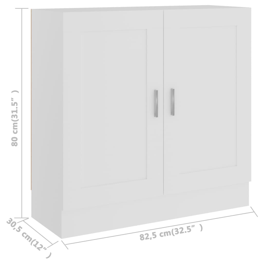 Bibliotecă, alb, 82,5x30,5x80 cm, lemn prelucrat