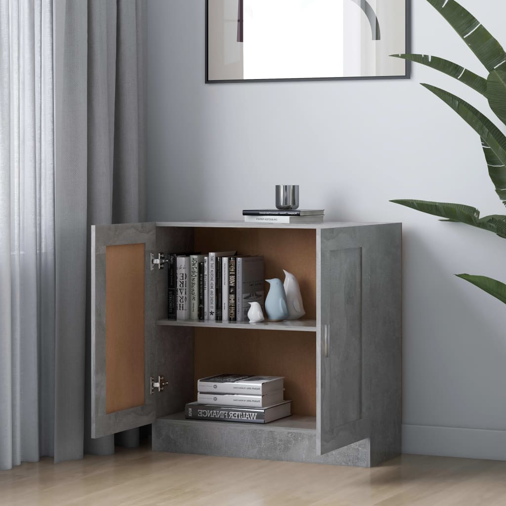 Bibliotecă, gri beton, 82,5x30,5x80 cm, lemn prelucrat