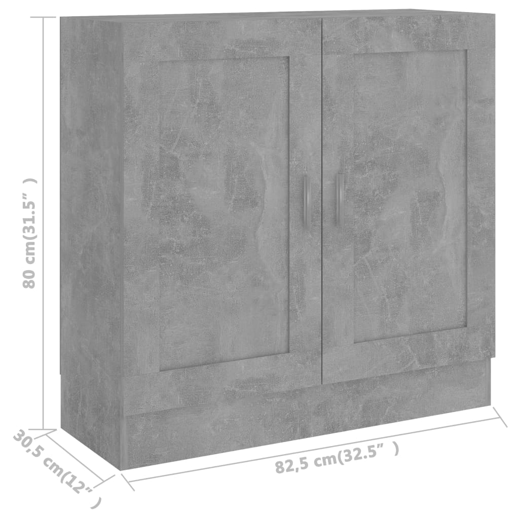 Bibliotecă, gri beton, 82,5x30,5x80 cm, lemn prelucrat