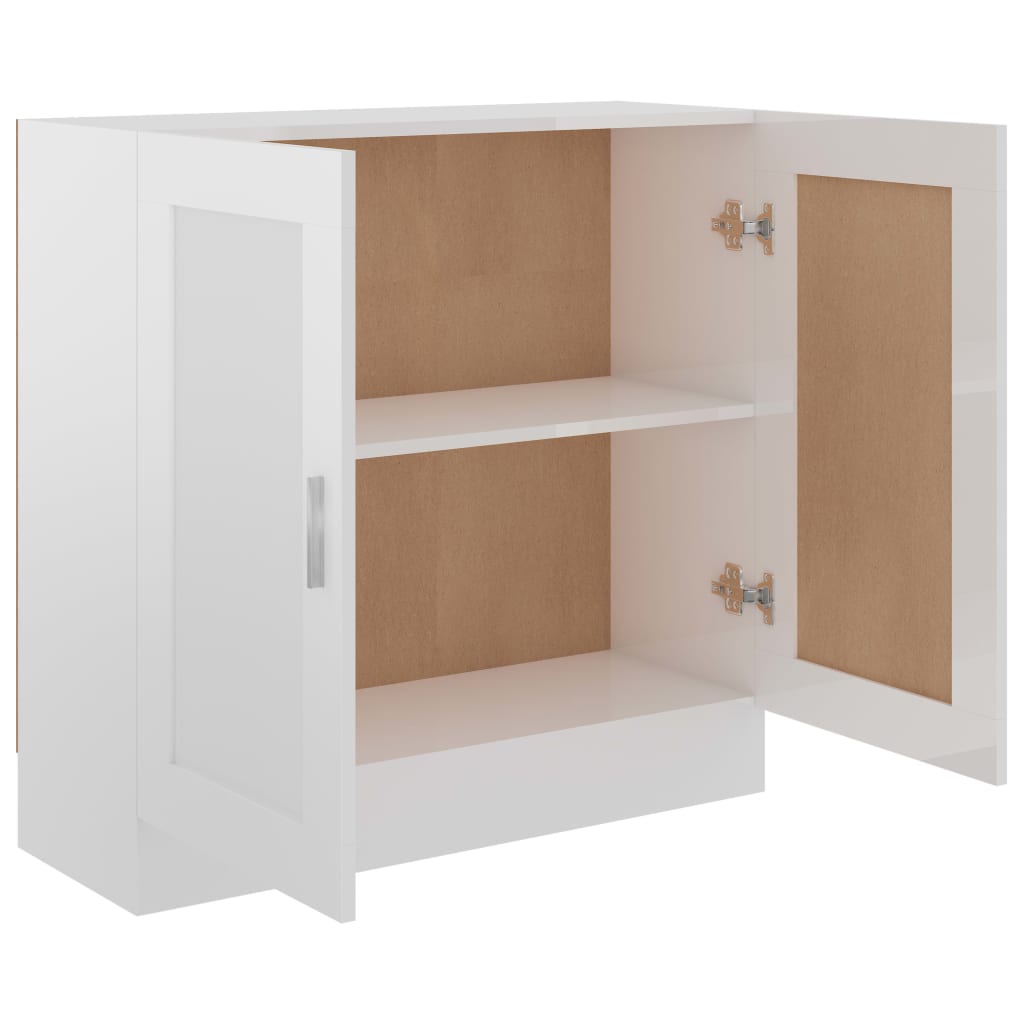 Bibliotecă, alb extralucios, 82,5x30,5x80 cm, lemn prelucrat