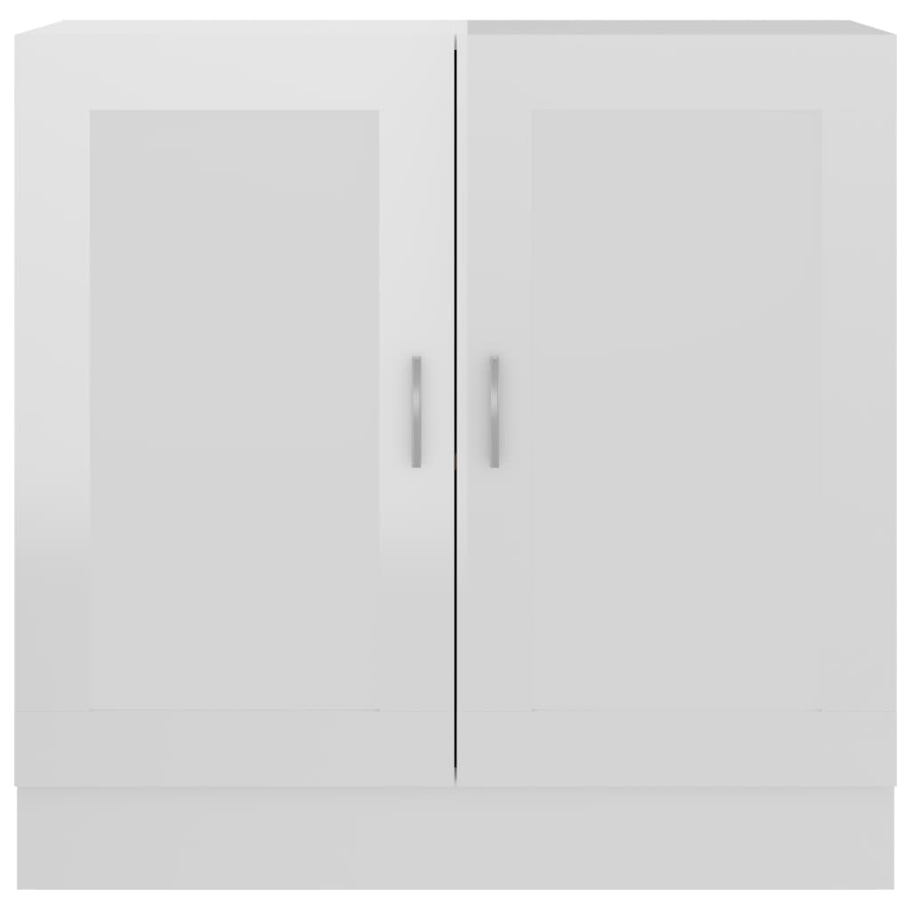 Bibliotecă, alb extralucios, 82,5x30,5x80 cm, lemn prelucrat