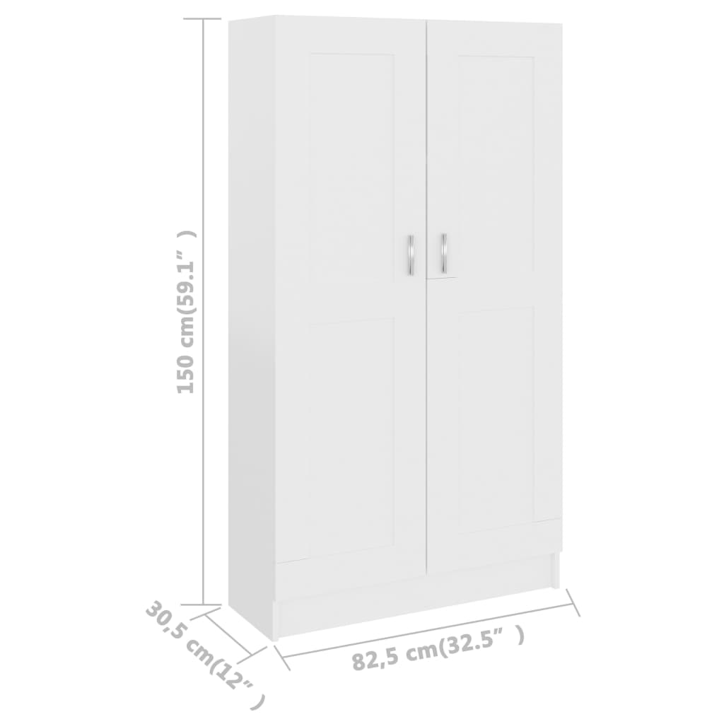 Bookcase, white, 82.5 x 30.5 x 150 cm, chipboard