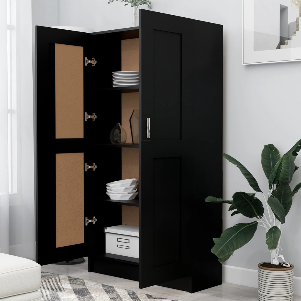 Bibliotecă, negru, 82,5x30,5x150 cm, lemn prelucrat