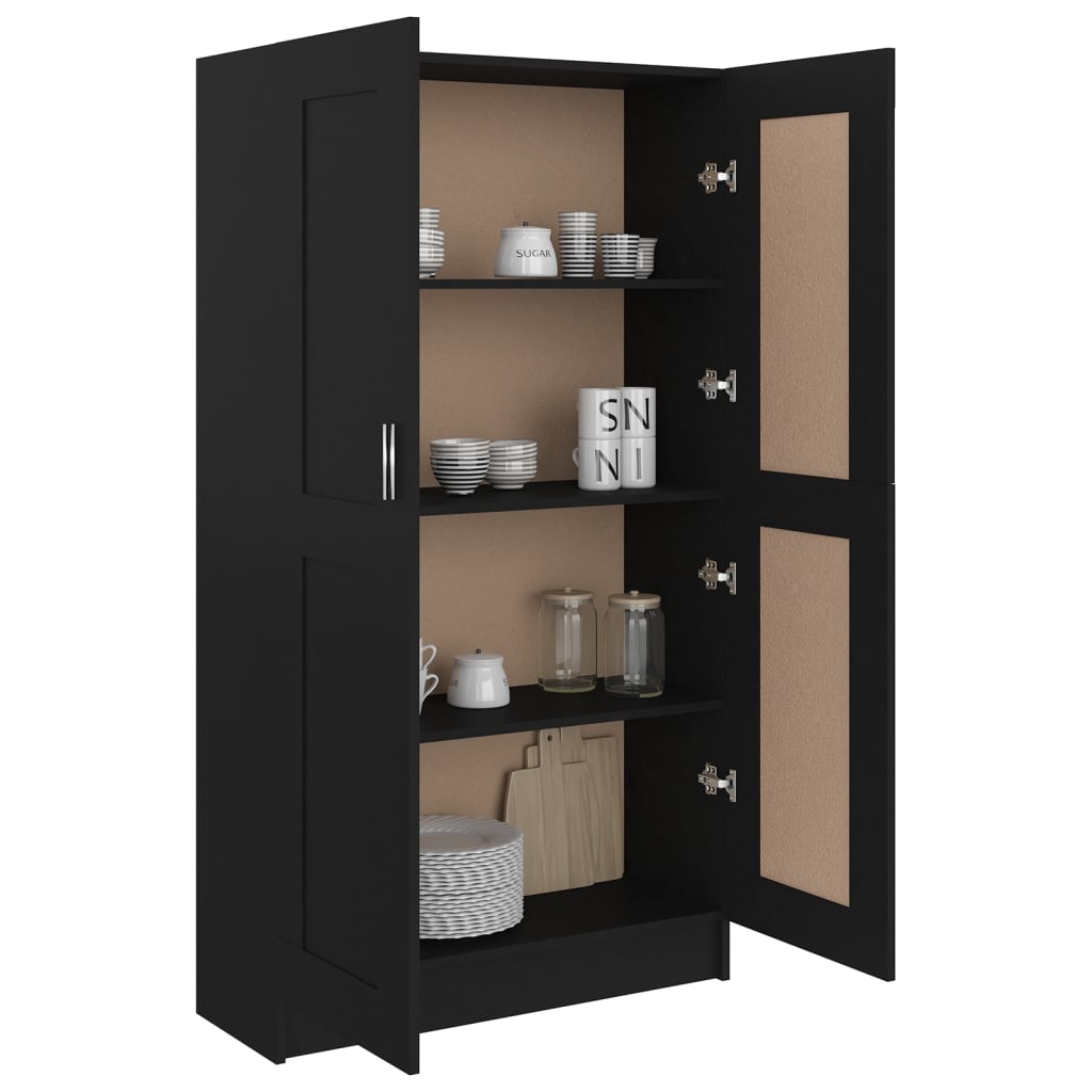 Bibliotecă, negru, 82,5x30,5x150 cm, lemn prelucrat