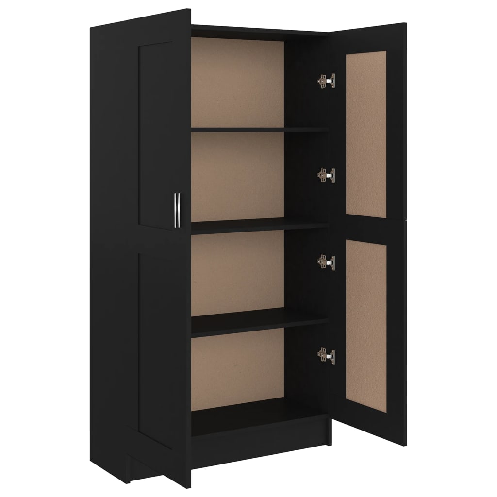 Bibliotecă, negru, 82,5x30,5x150 cm, lemn prelucrat