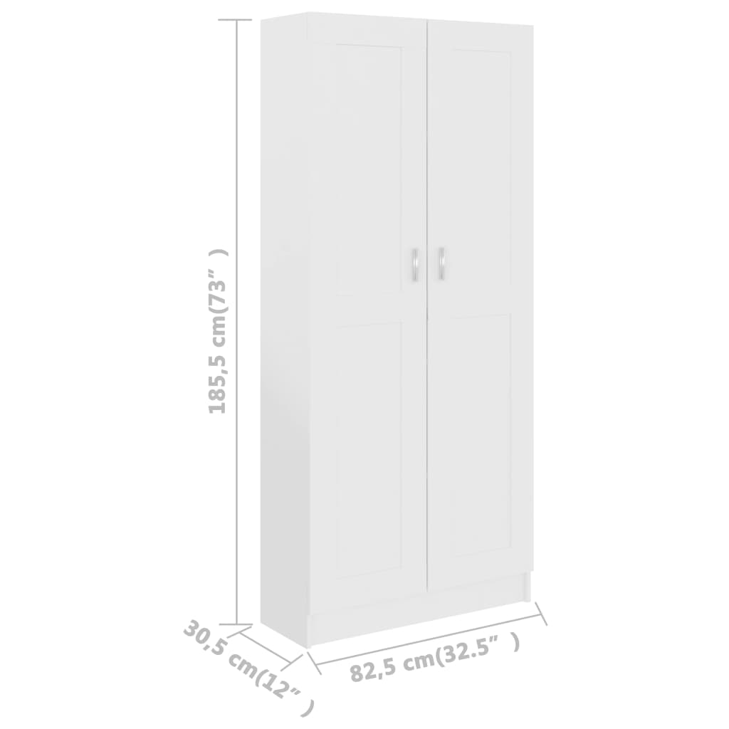 Bookcase, white, 82.5 x 30.5 x 185.5 cm, Chipboard
