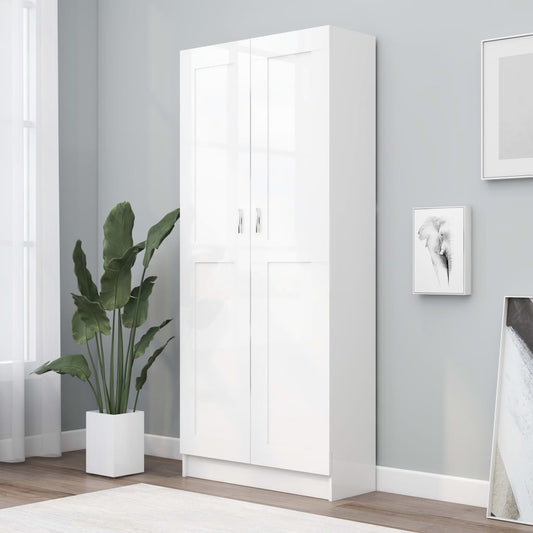 Bibliotecă, alb, 82,5x30,5x185,5 cm, lemn prelucrat