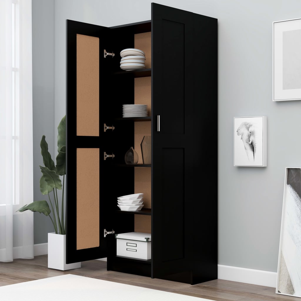 Bibliotecă, negru, 82,5x30,5x185,5 cm, lemn prelucrat