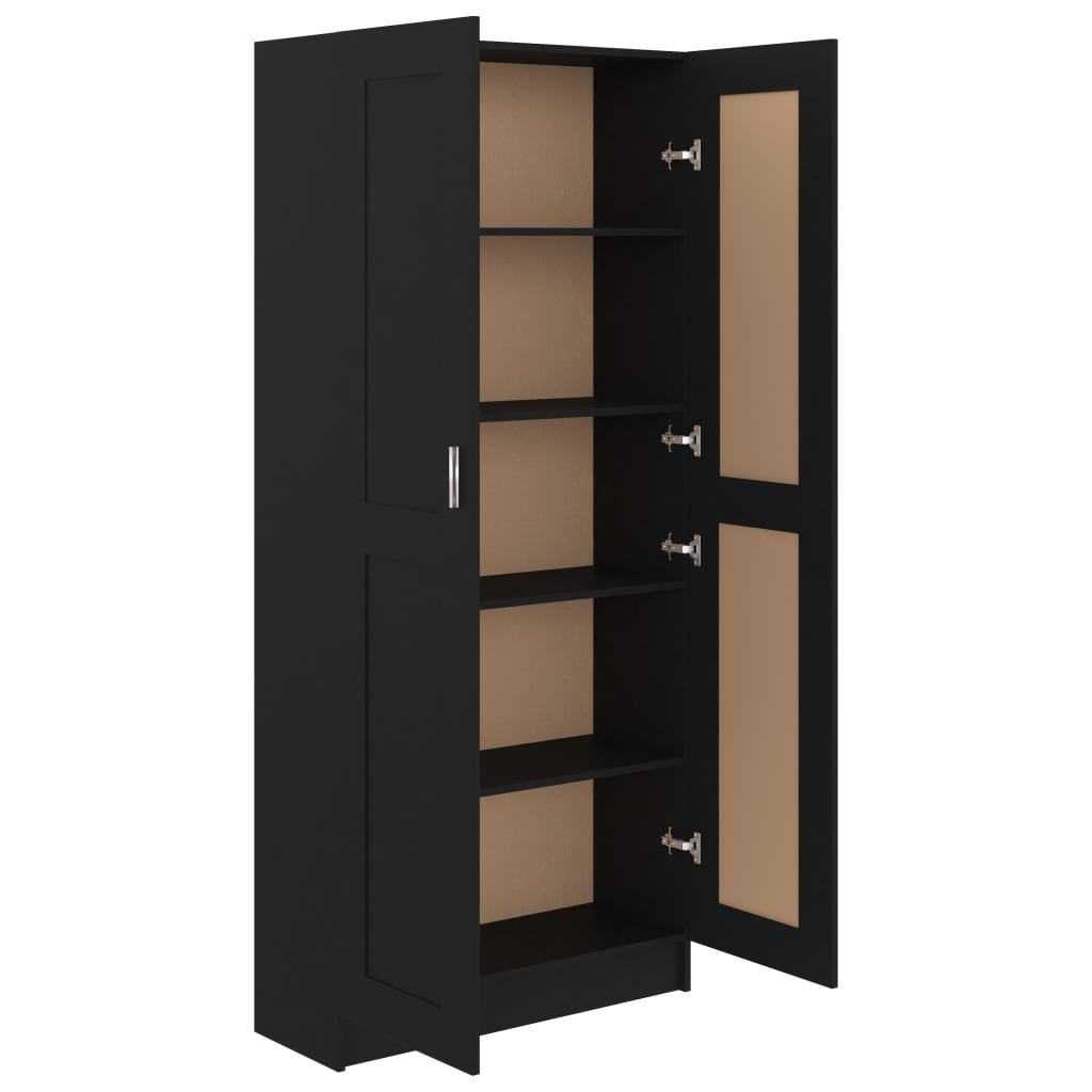 Bibliotecă, negru, 82,5x30,5x185,5 cm, lemn prelucrat