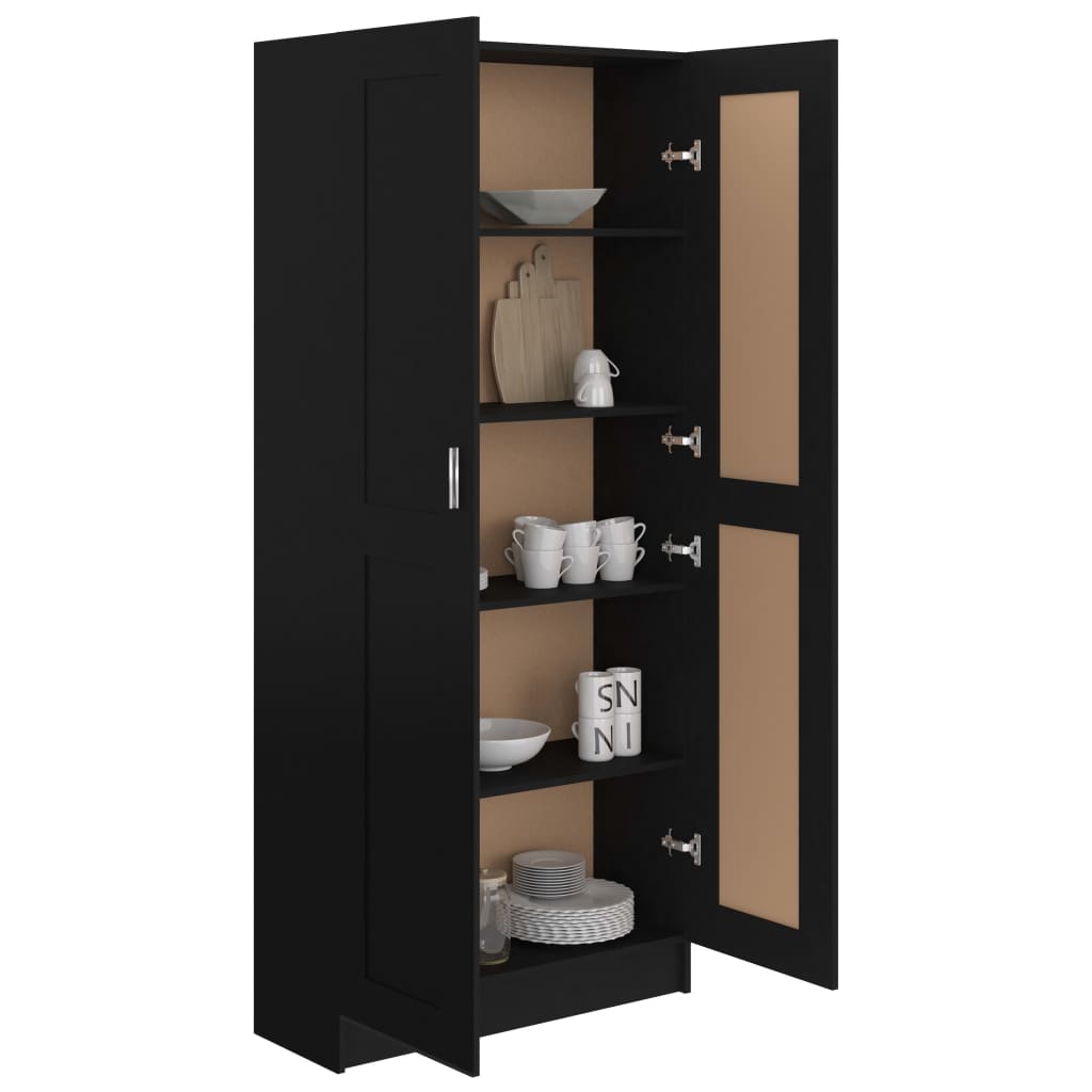 Bibliotecă, negru, 82,5x30,5x185,5 cm, lemn prelucrat