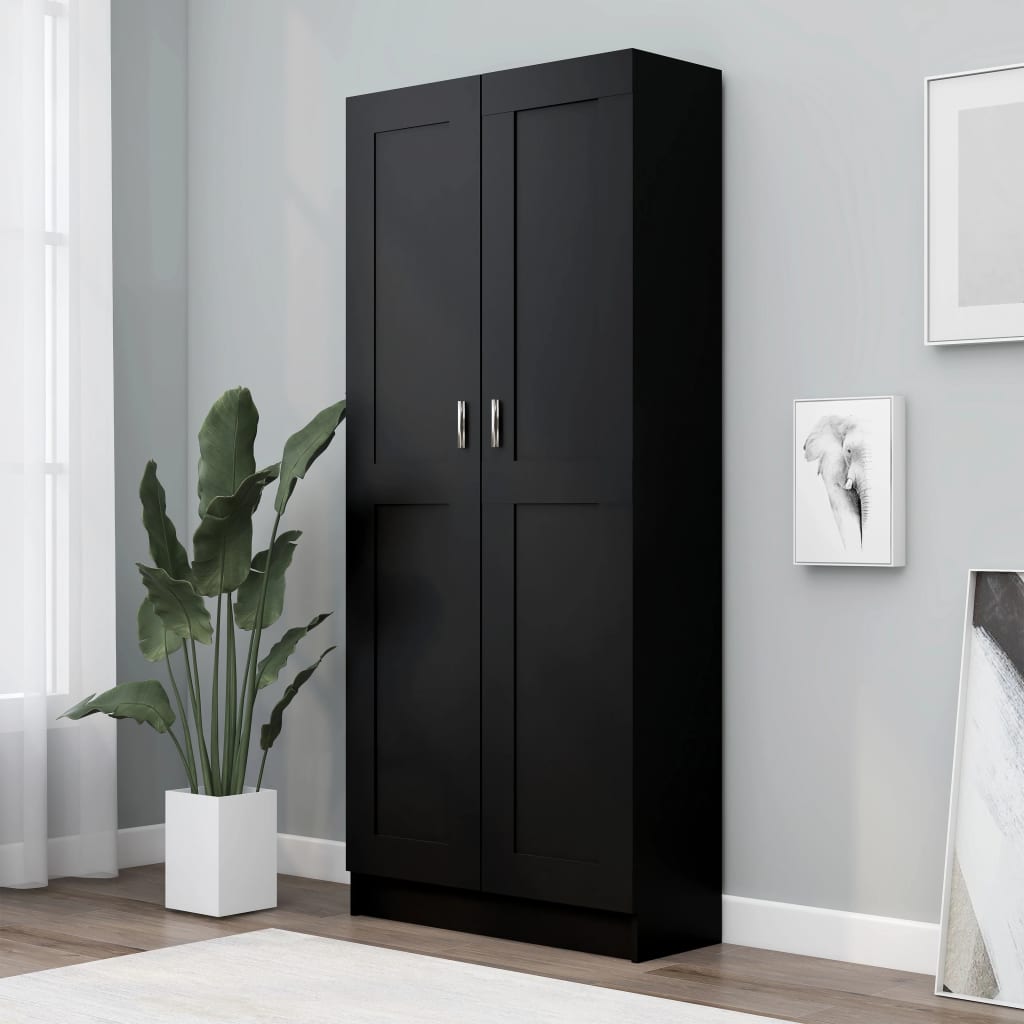 Bibliotecă, negru, 82,5x30,5x185,5 cm, lemn prelucrat