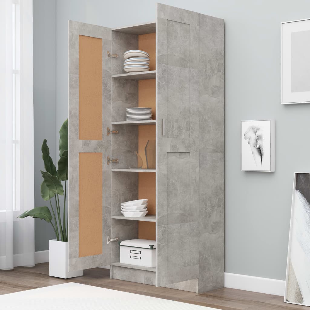 Bibliotecă, gri beton, 82,5 x 30,5 x 185,5 cm, lemn prelucrat
