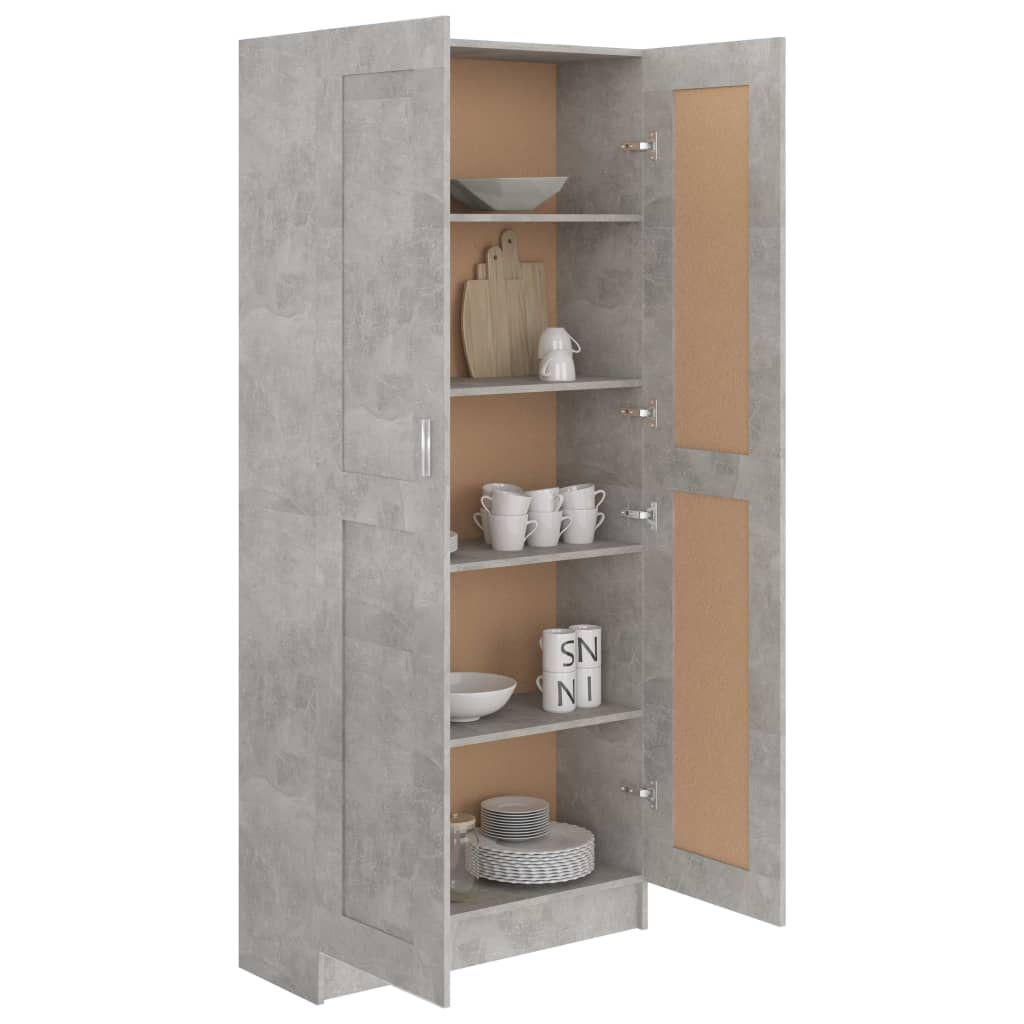 Bibliotecă, gri beton, 82,5 x 30,5 x 185,5 cm, lemn prelucrat