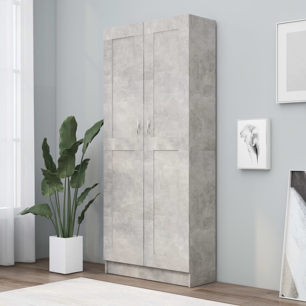 Bibliotecă, gri beton, 82,5 x 30,5 x 185,5 cm, lemn prelucrat