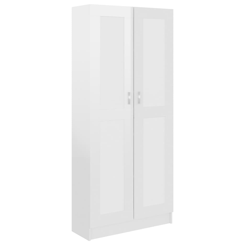 Bibliotecă, alb extralucios, 82,5x30,5x185,5 cm, lemn prelucrat