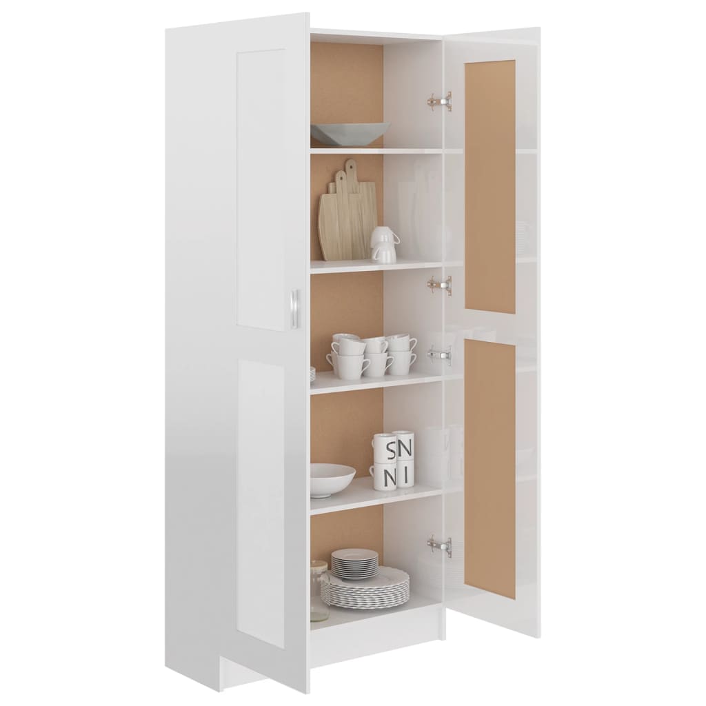 Bibliotecă, alb extralucios, 82,5x30,5x185,5 cm, lemn prelucrat
