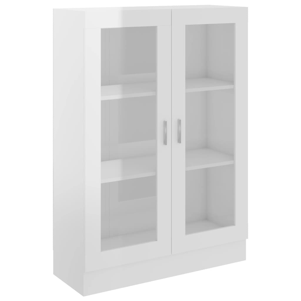 Dulap vitrină, alb extralucios 82,5x30,5x115 cm lemn prelucrat