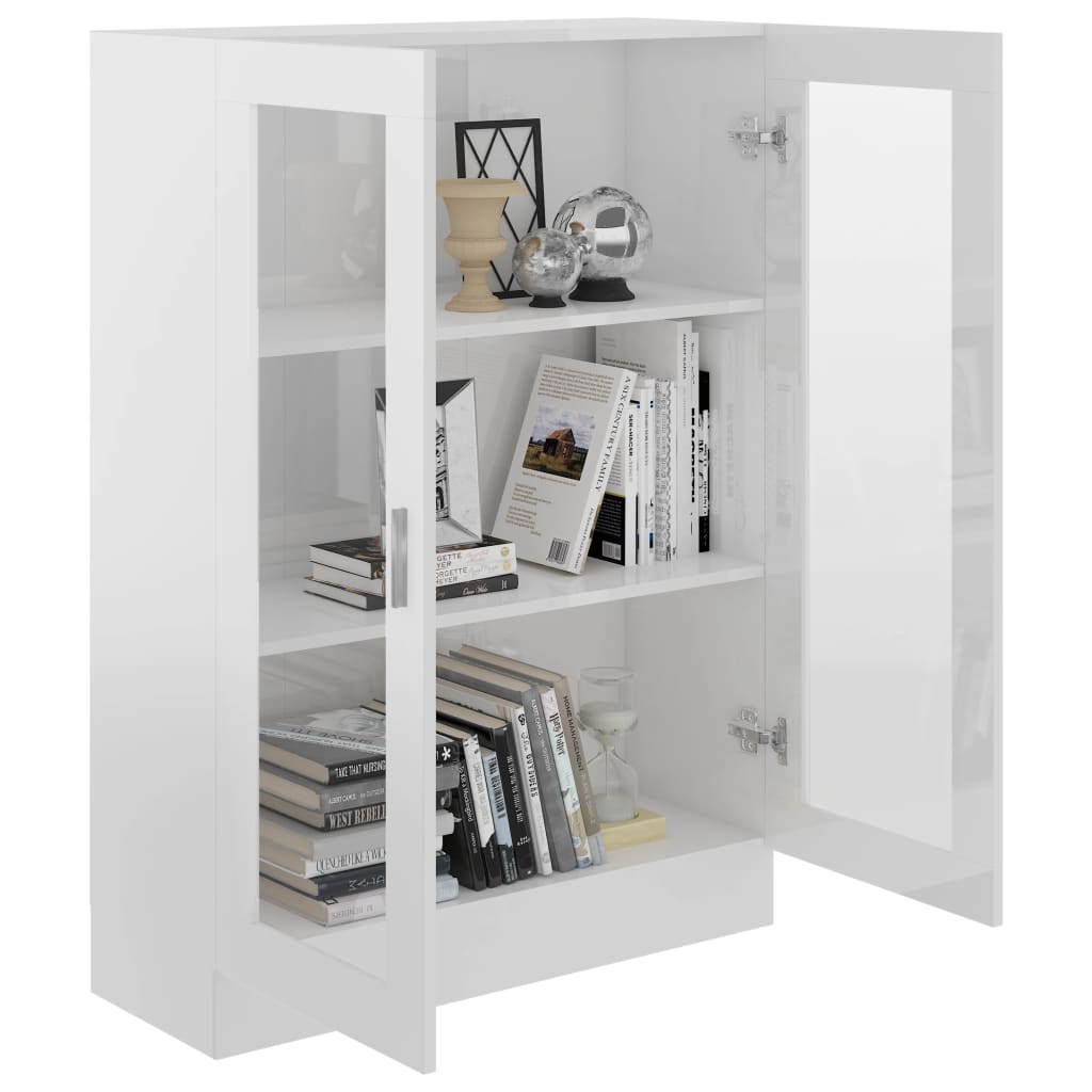 Dulap vitrină, alb extralucios 82,5x30,5x115 cm lemn prelucrat
