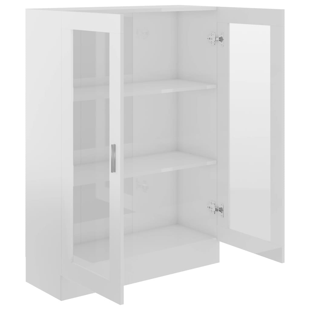 Dulap vitrină, alb extralucios 82,5x30,5x115 cm lemn prelucrat
