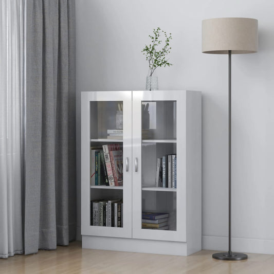 Dulap vitrină, alb extralucios 82,5x30,5x115 cm lemn prelucrat
