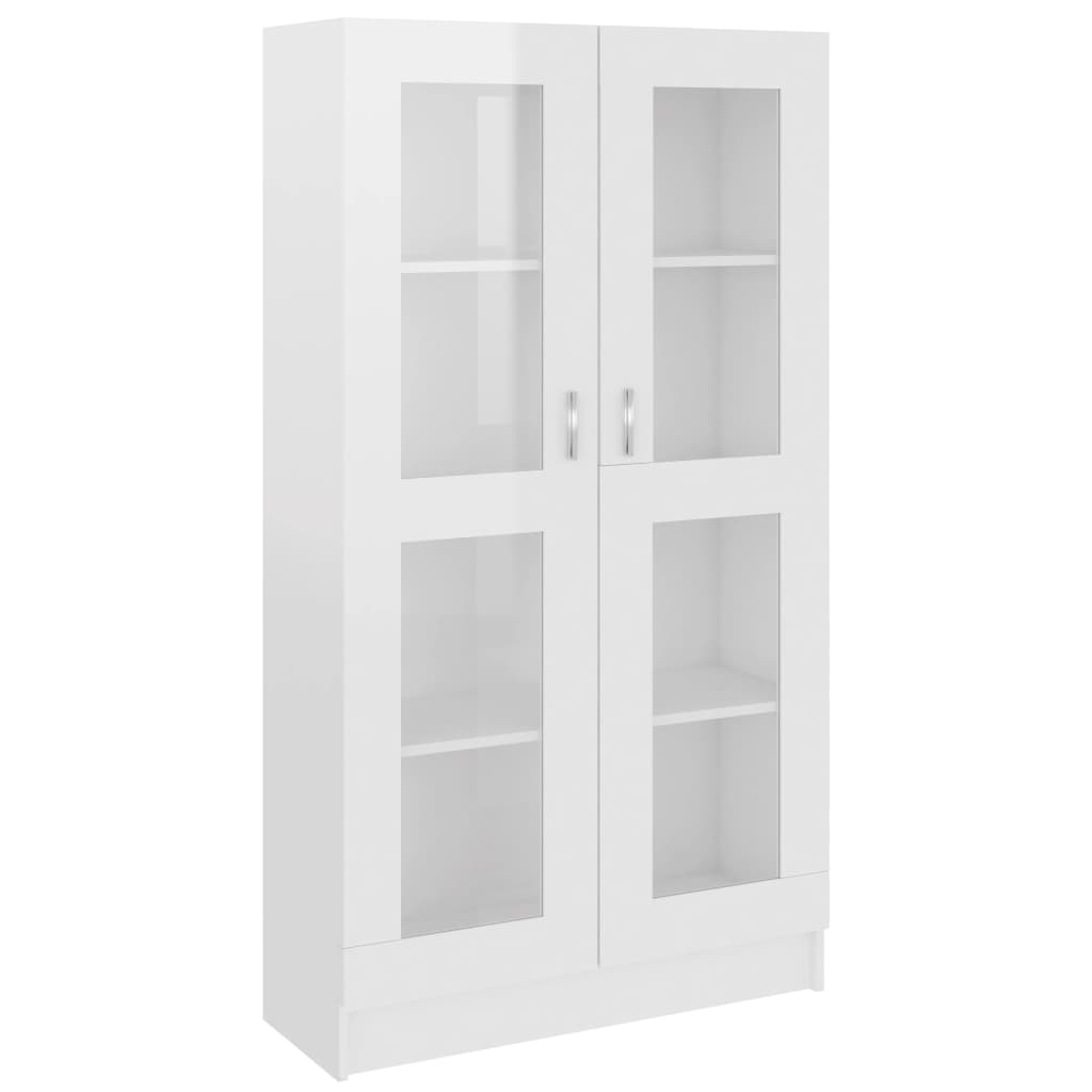 Dulap vitrină, alb extralucios 82,5x30,5x150 cm lemn prelucrat