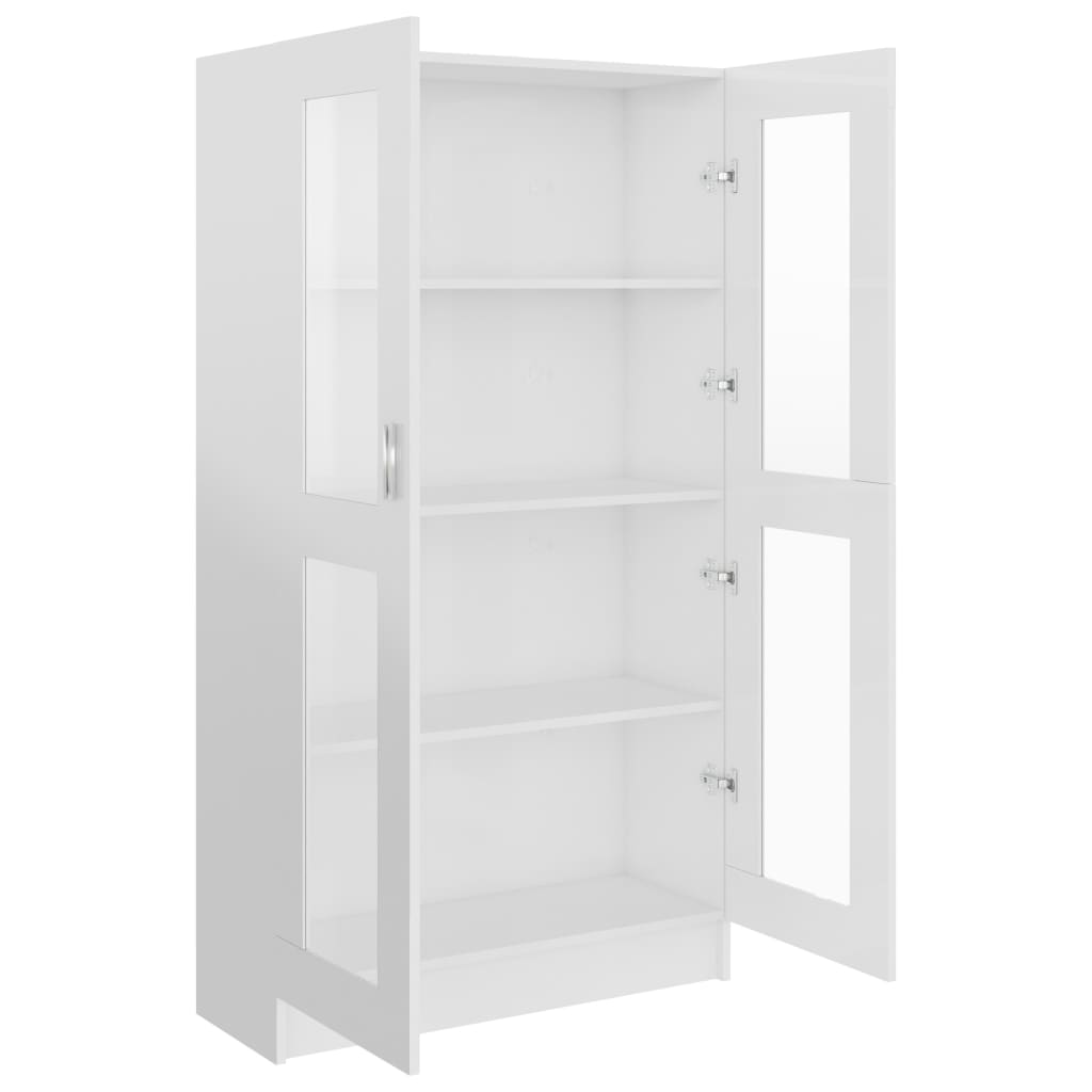 Dulap vitrină, alb extralucios 82,5x30,5x150 cm lemn prelucrat
