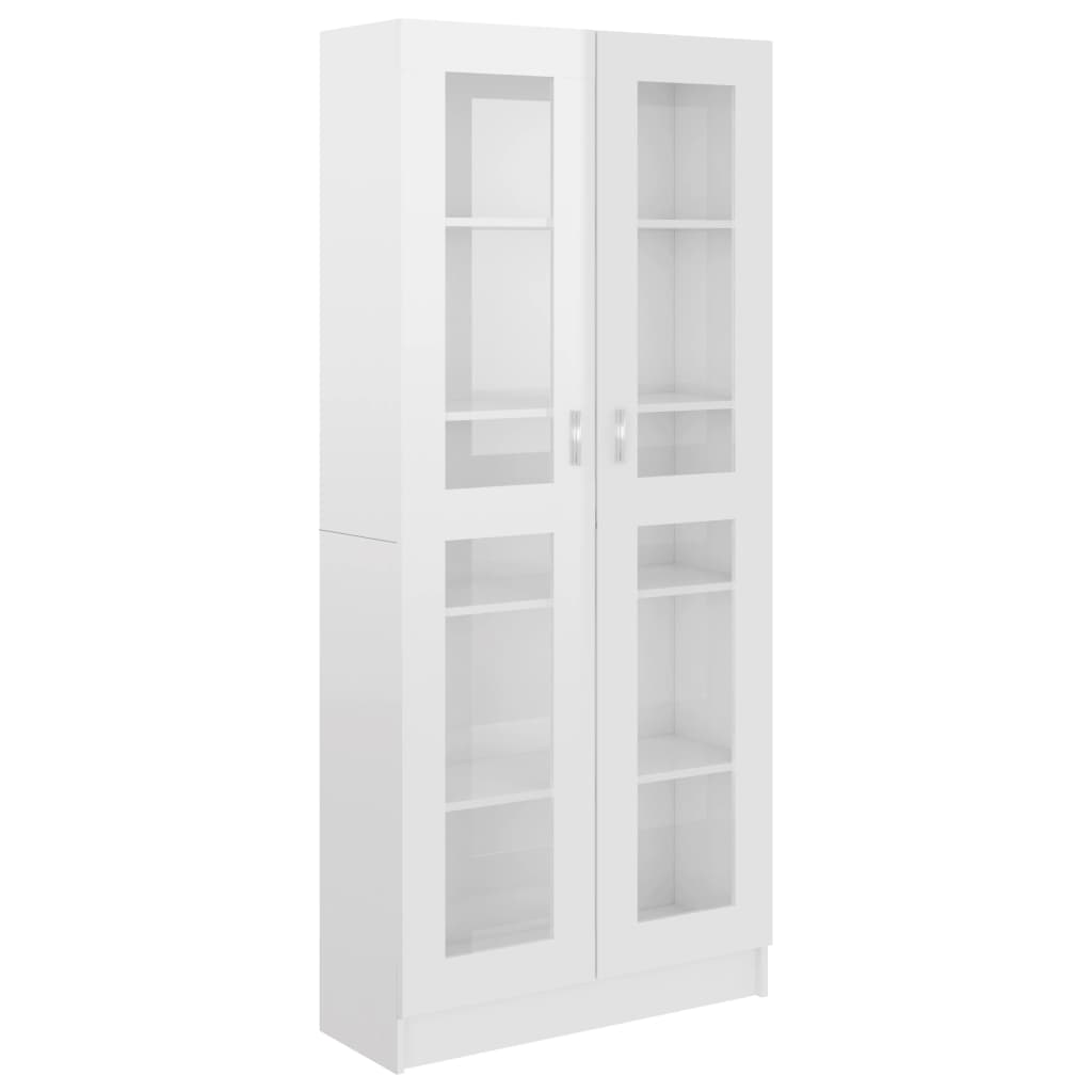 Dulap vitrină alb extralucios 82,5x30,5x185,5 cm lemn prelucrat